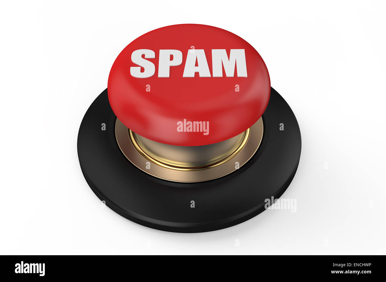 spam red button isolated on white background Stock Photo