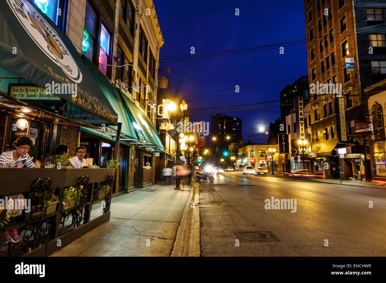 Chicago Illinois,Gold Coast Historic District,Division Street,neighborhood,night evening