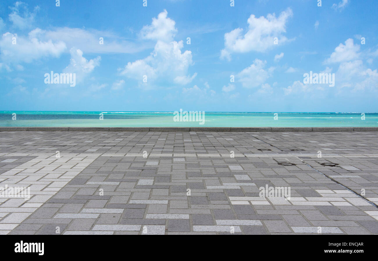 Road side view on beach background. Stock Photo