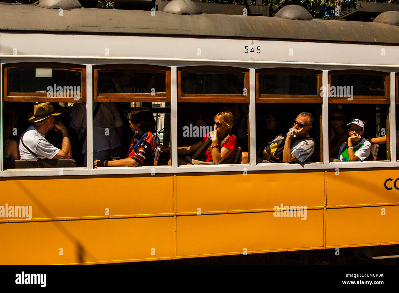 Historical Tram, Tramvia, Trolley car, Lisbon, Portgal Stock Photo