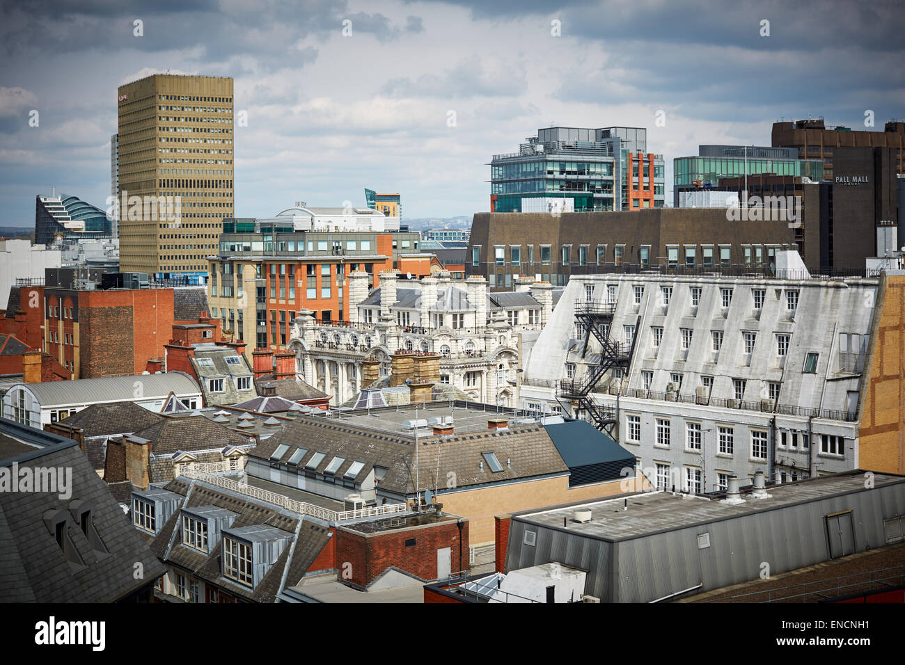 View of Manchester shkline office buildings in the King Street to Arndale area of the city Stock Photo