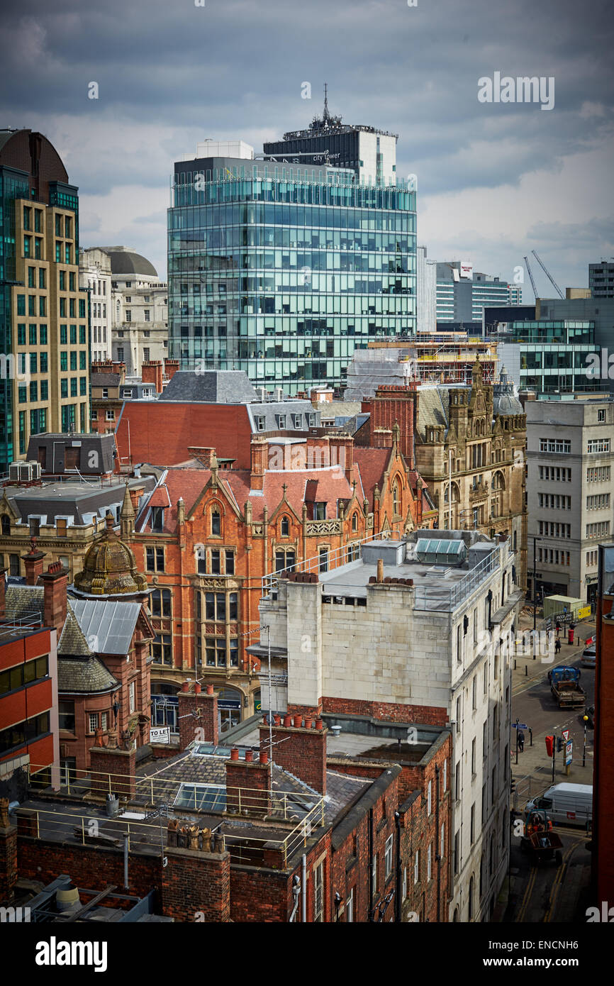 View of Manchester shkline office buildings in the King Street area of the city Stock Photo