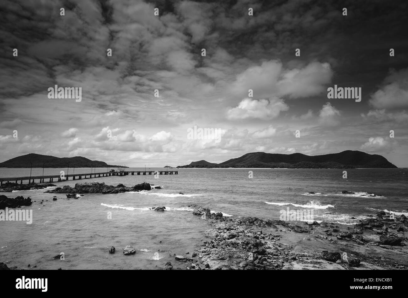 Beautiful bay aerial view tropical Black and White Stock Photos ...