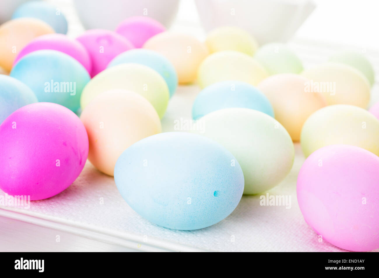 Painted with pastel colors Easter eggs Stock Photo - Alamy