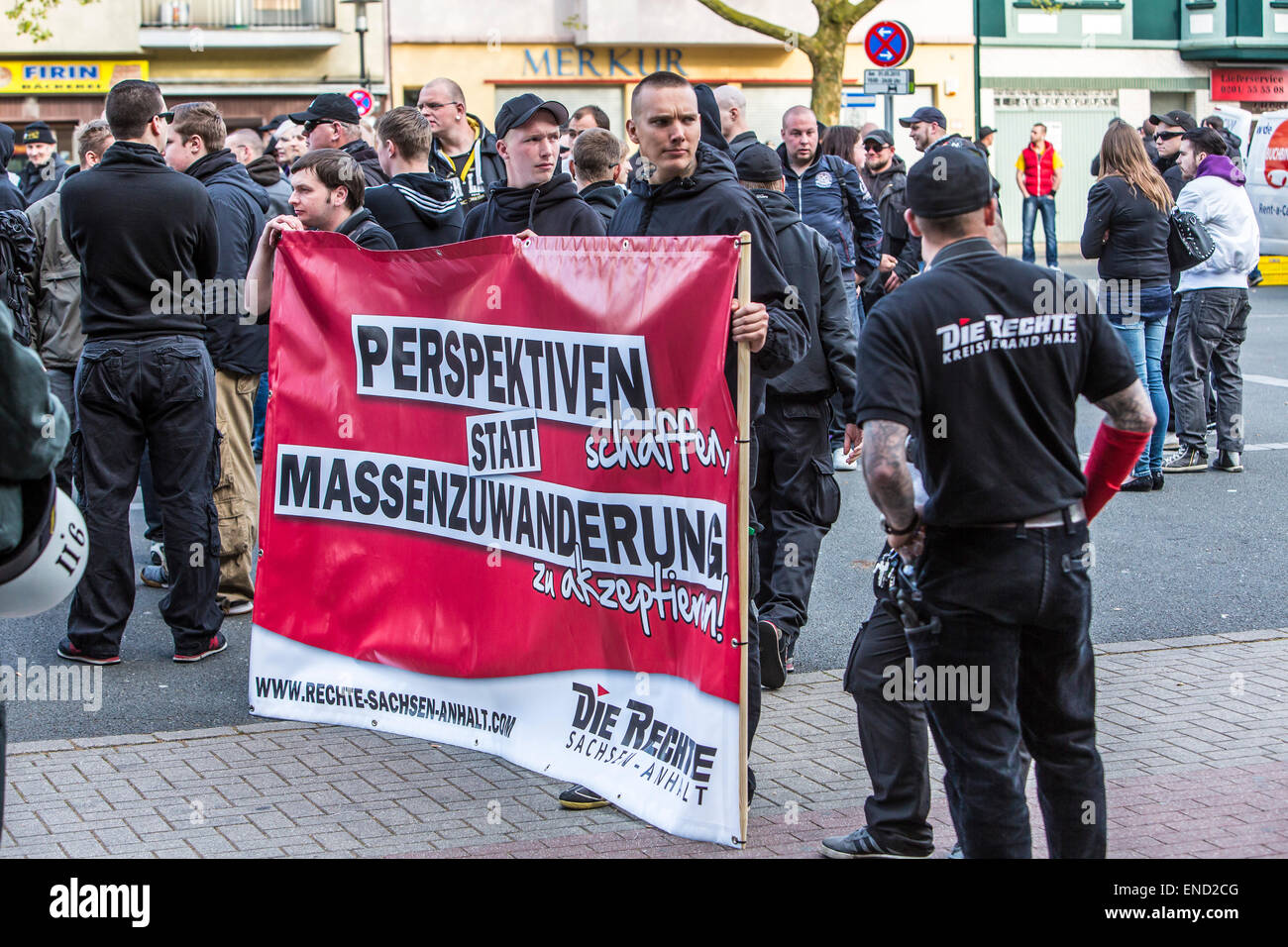 Demonstration of right wing Neo-Nazi party 'Die Rechte', a first of May, in Essen, Germany, Stock Photo