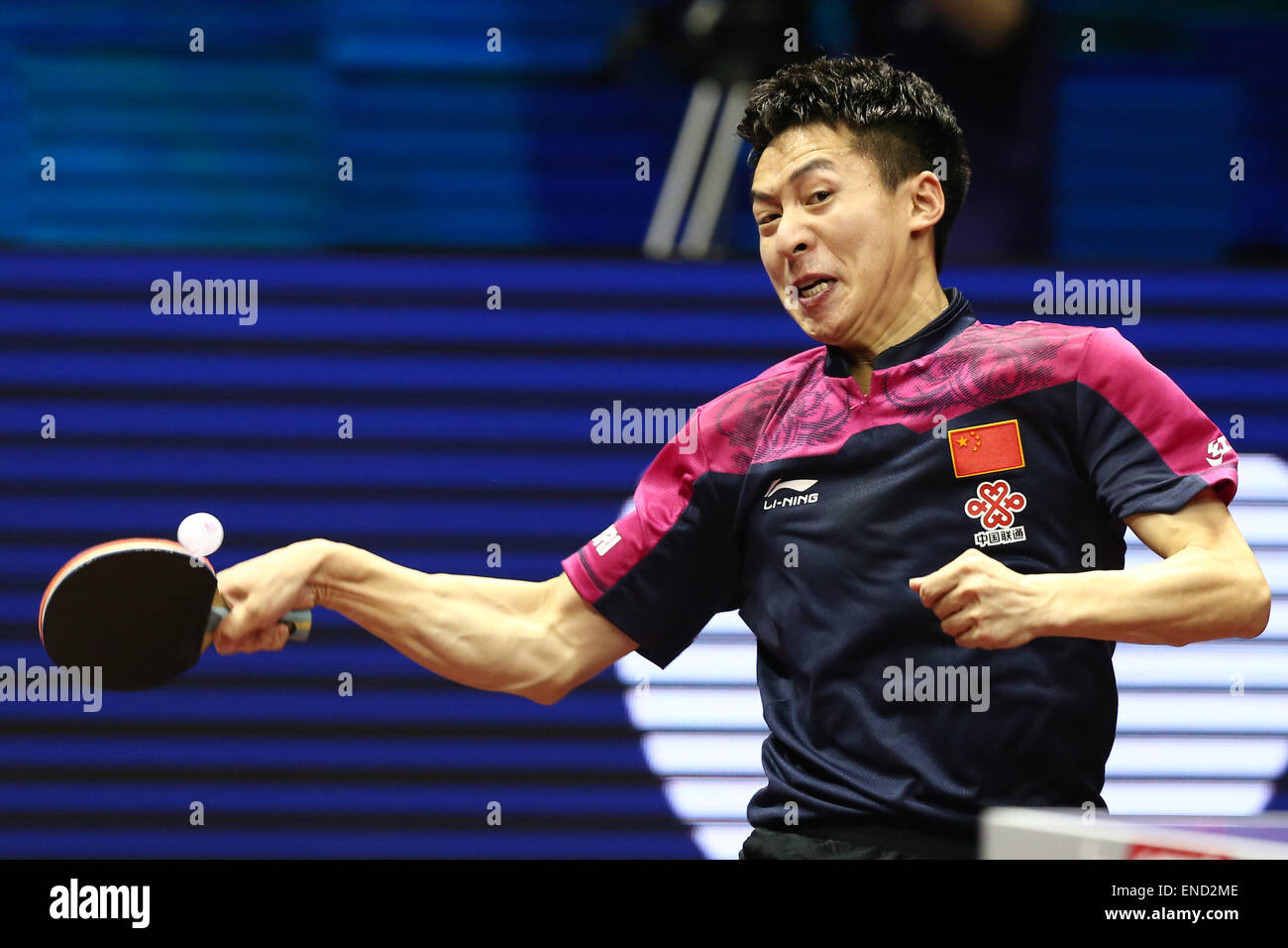 Suzhou International Expo Centre, Suzhou, China. 2nd May, 2015. Fang Bo  (CHN), MAY 2, 2015 - Table Tennis : 2015 World Table Tennis Championships  Men's singles Semi-final match at Suzhou International Expo