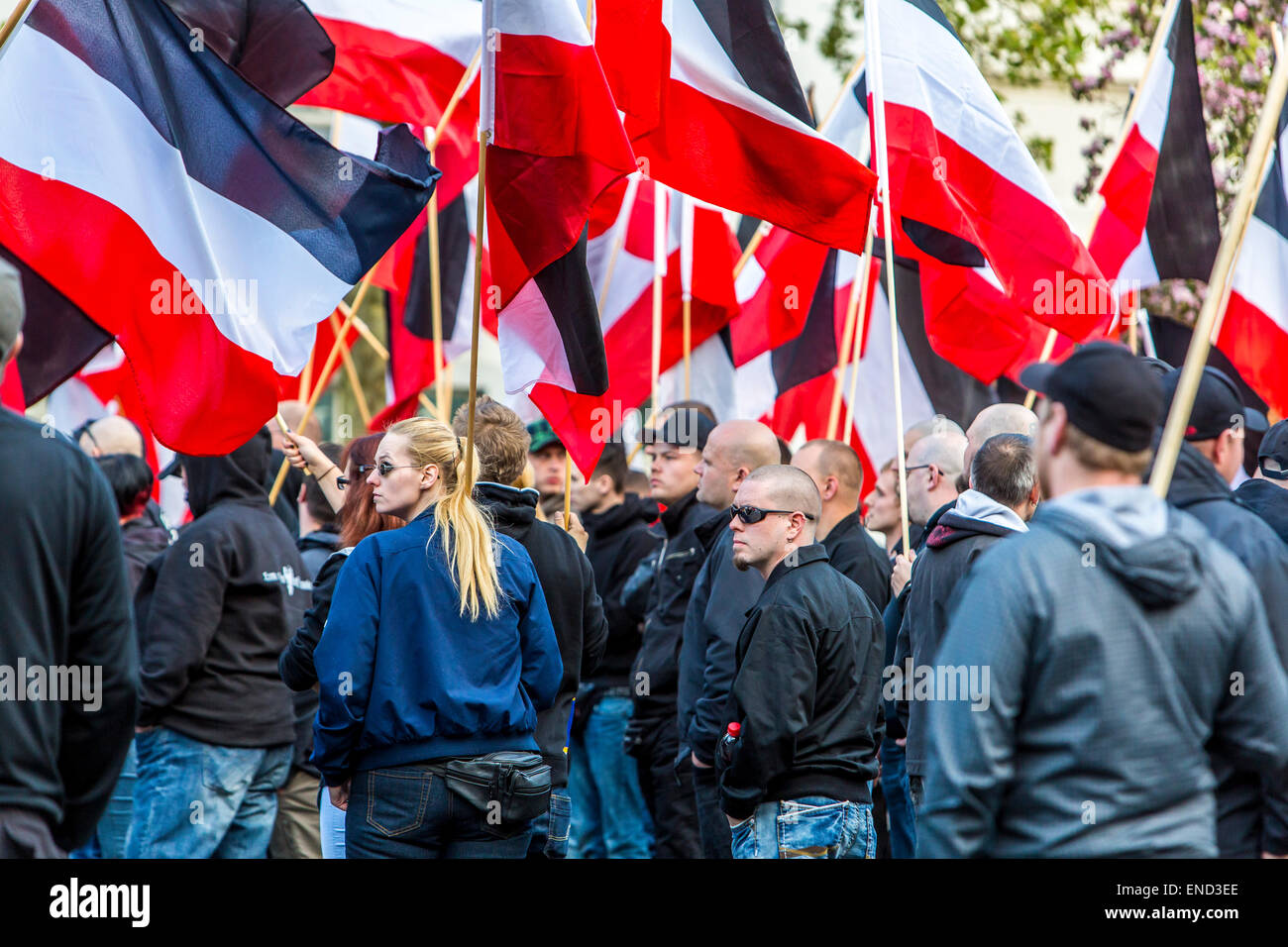 Demonstration of right wing Neo-Nazi party "Die Rechte", a first of May, in Essen, Germany, Stock Photo