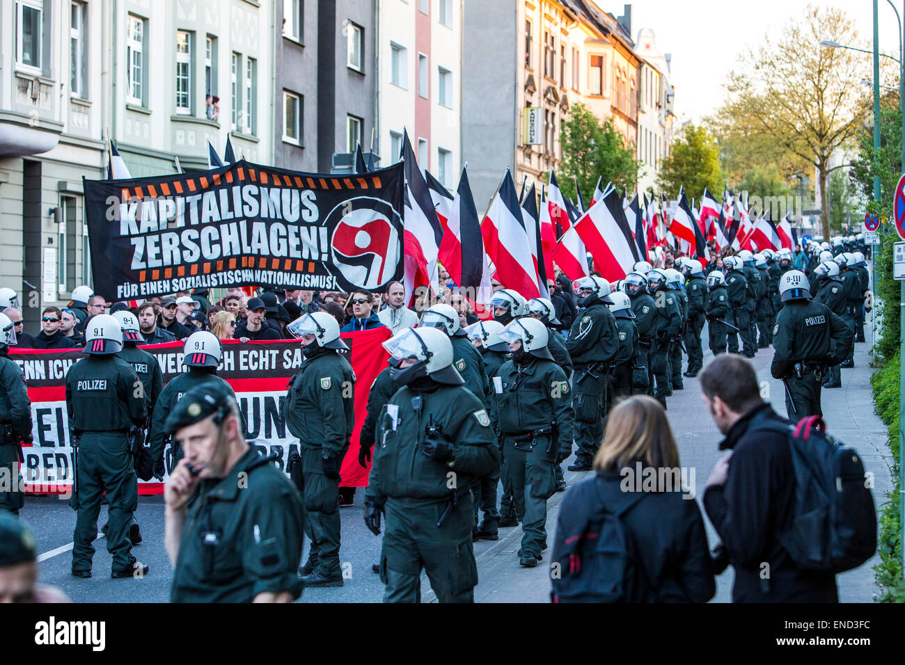 Demonstration of right wing Neo-Nazi party 'Die Rechte', a first of May, in Essen, Germany, Stock Photo