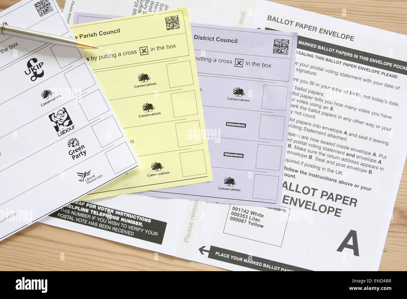 UK election postal voting ballot papers Stock Photo