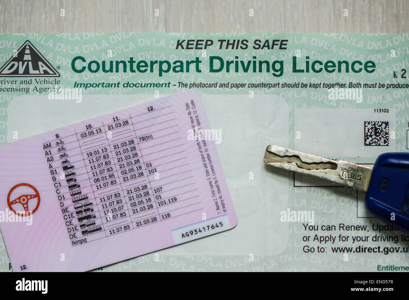 The Uk Driving Licence Paper Counterpart Will Be Abolished June 2015. Details Of Convictions Will Be Kept On The Dvla Database Stock Photo - Alamy