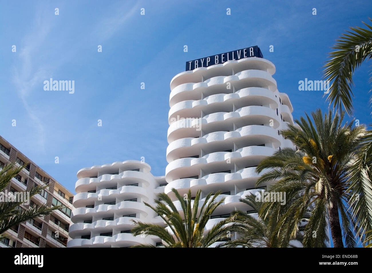Tryp Bellver hotel on the Paseo Maritimo on April 19, 2015 in Palma de Mallorca, Balearic islands, Spain. Stock Photo