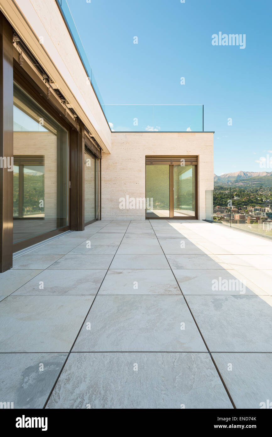 beautiful terrace of a modern building, outdoor Stock Photo Alamy