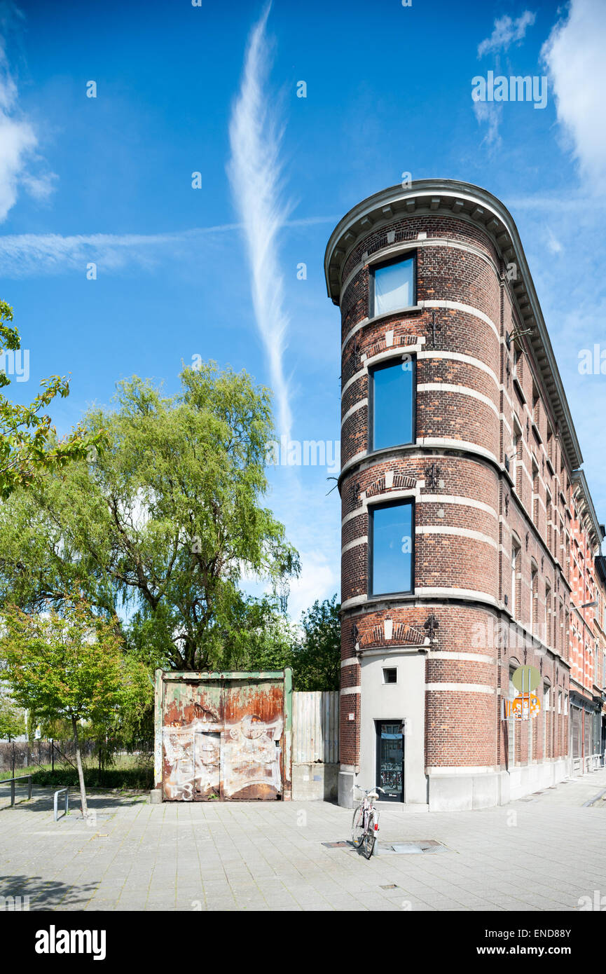 Belgium, Antwerp, corner building at Leuvenstraat and Waalse kaai Stock Photo