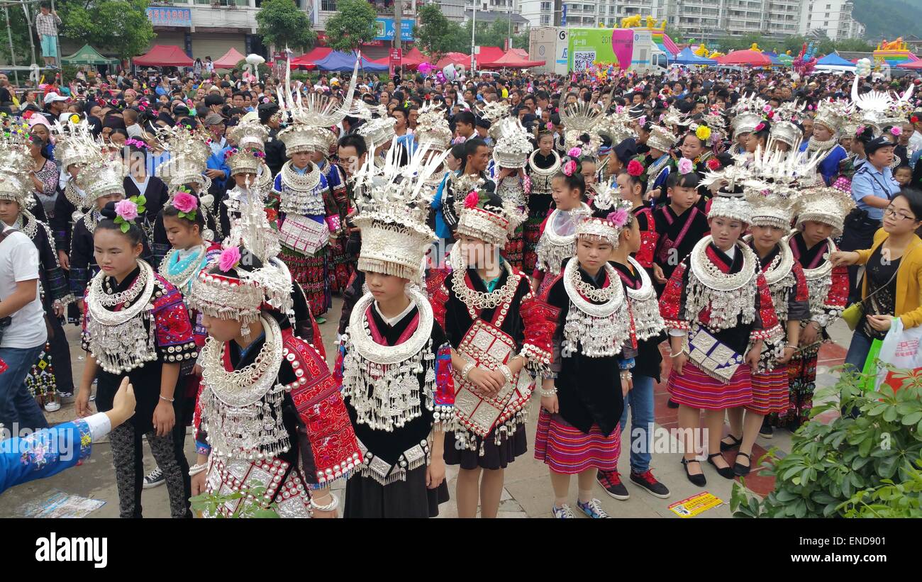 Taijiang County, China. 3rd May, 2015. Local people of Miao ethnic