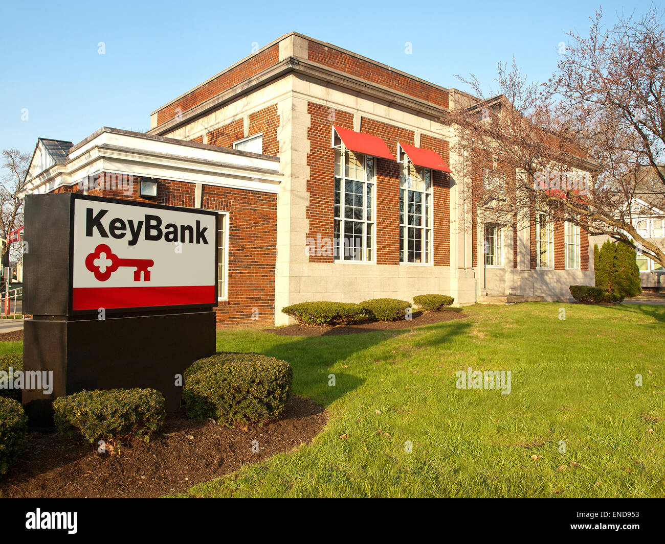 Liverpool , New York. The Key Bank branch in the village of Liverpool