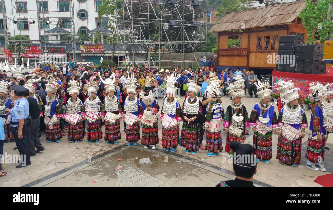Taijiang County, China. 3rd May, 2015. Local people of Miao ethnic