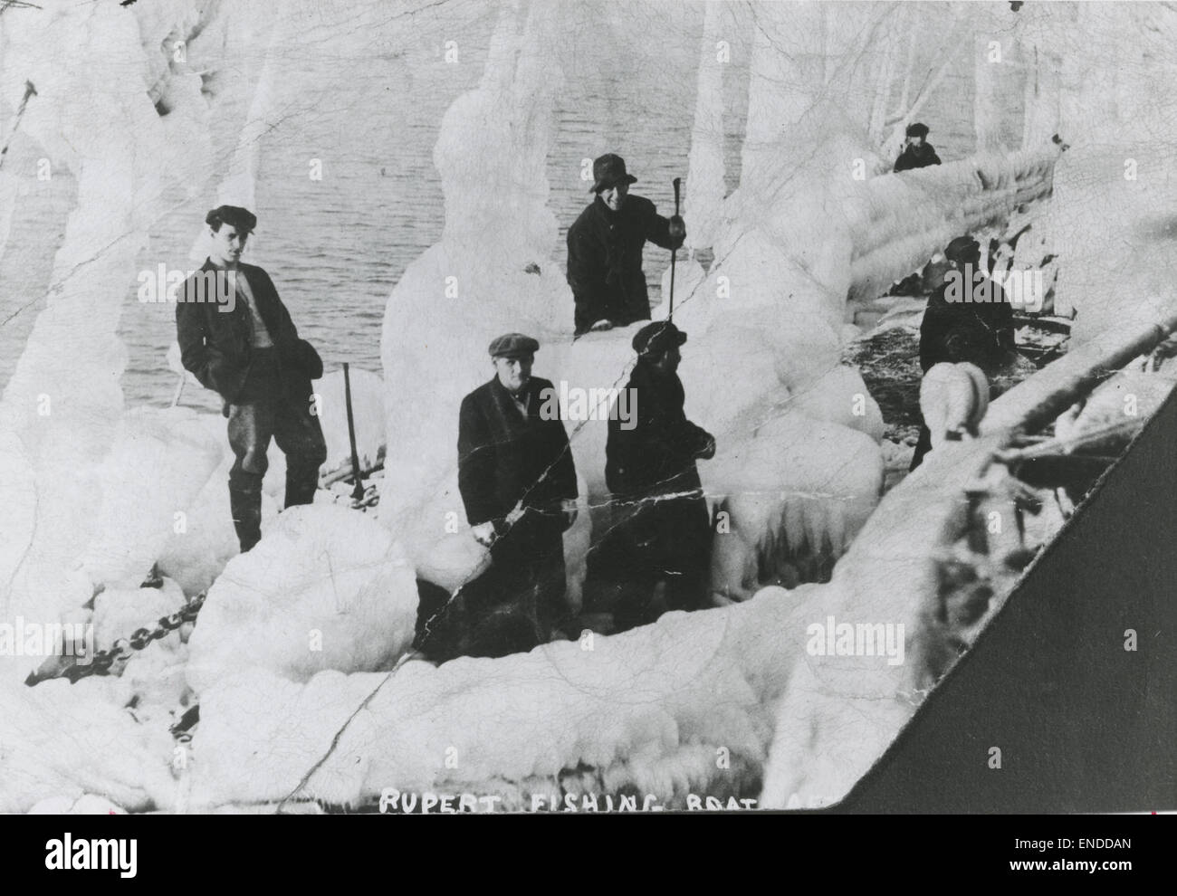 View of a halibut fishing boat covered in ice at Prince Rupert, B.C View of a halibut fishing