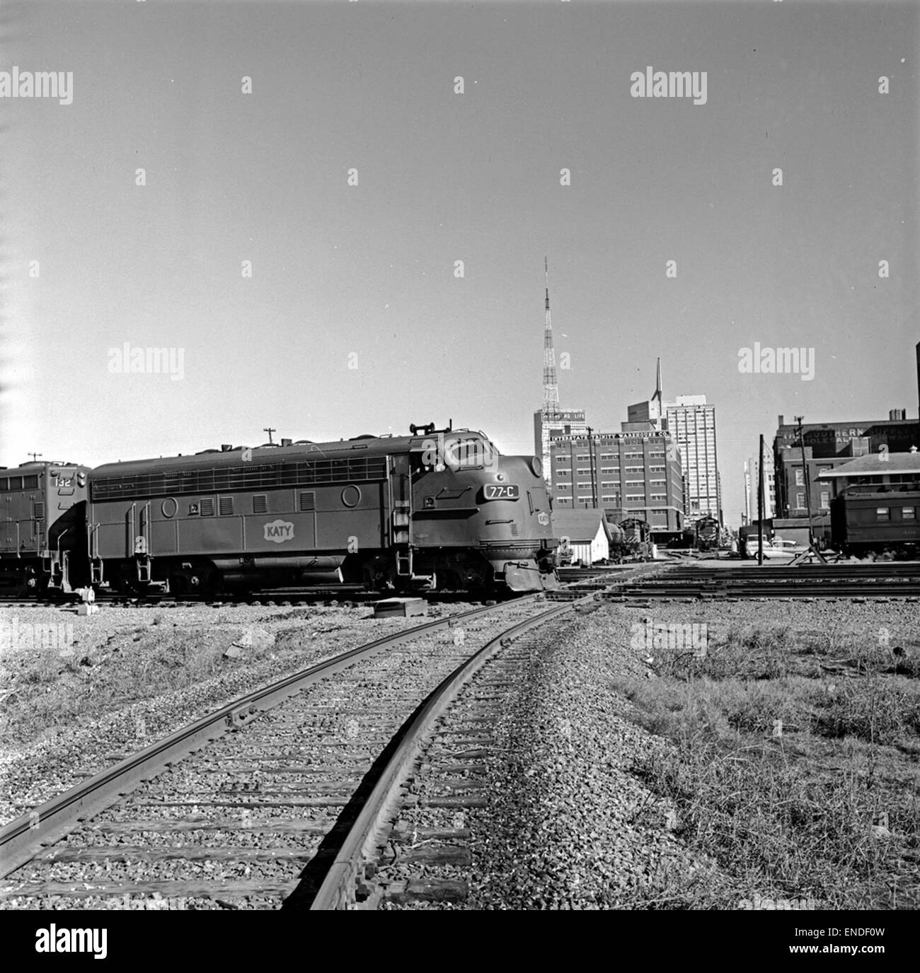 [Missouri-Kansas-Texas, Diesel Electric Freight Locomotive No. 77C] Stock Photo