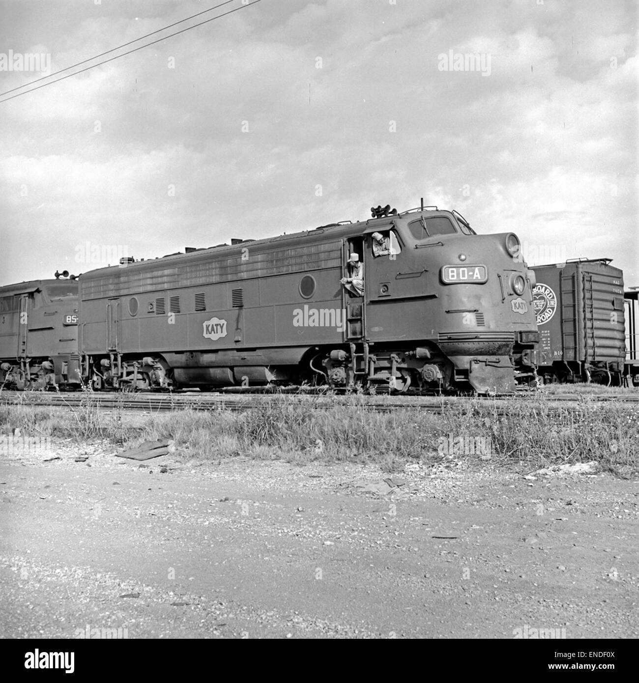 [Missouri-Kansas-Texas, Diesel Electric Freight Locomotive No. 80A] Stock Photo