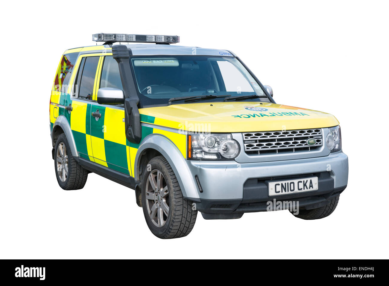 A cut out of a Wiltshire NHS trust paramedic Landrover ambulance Stock Photo