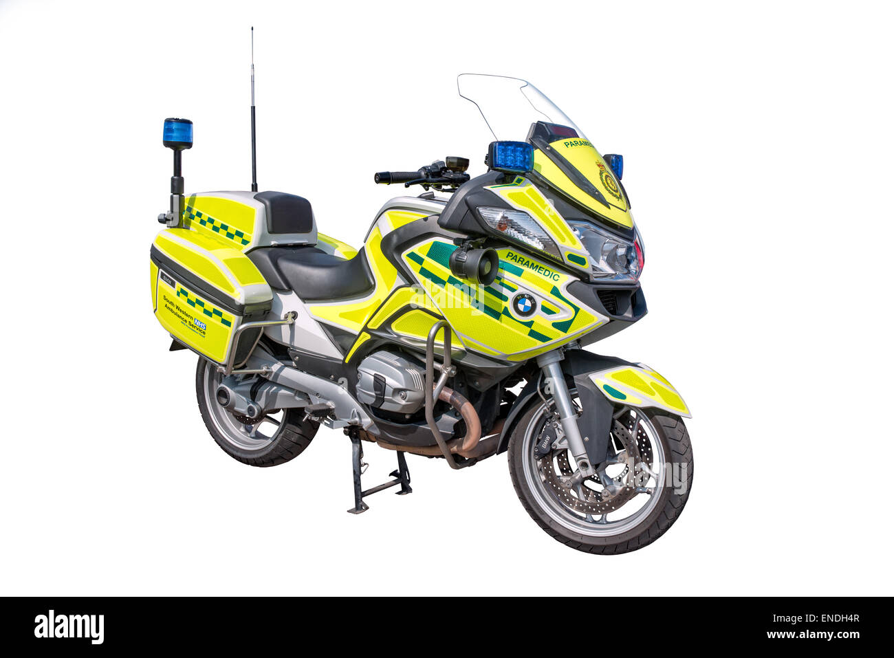 A cut out of a Wiltshire NHS trust paramedic BMW motorcycle Response Unit Stock Photo