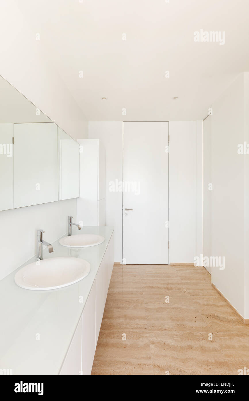 Interior of a modern house, white bathroom Stock Photo - Alamy