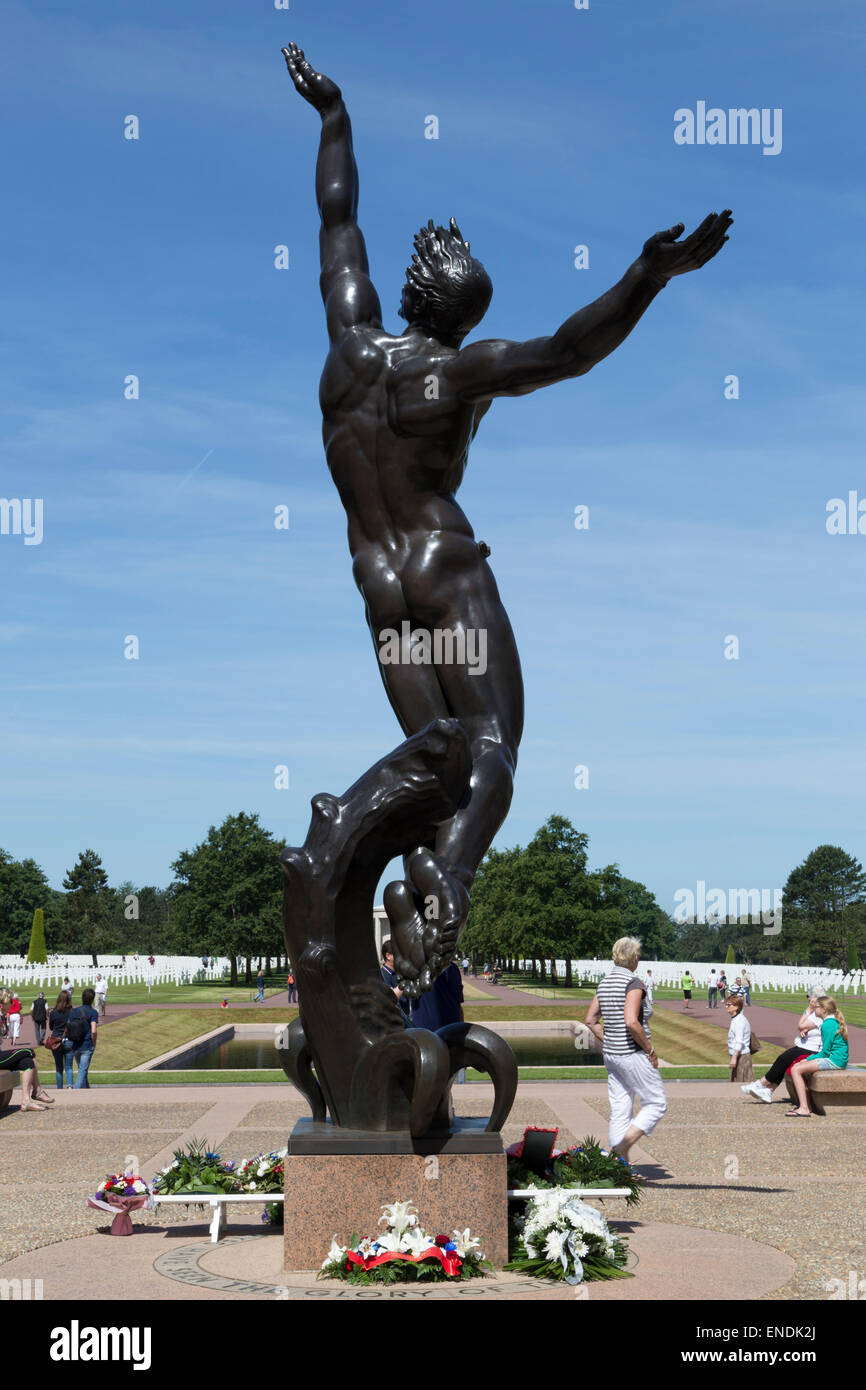 Omaha Beach DDay WW2 Statue at Omaha Cemetary, Colleville Sur Mer
