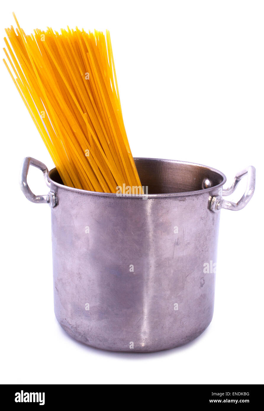 saucepan spaghetti isolated on a white background Stock Photo Alamy