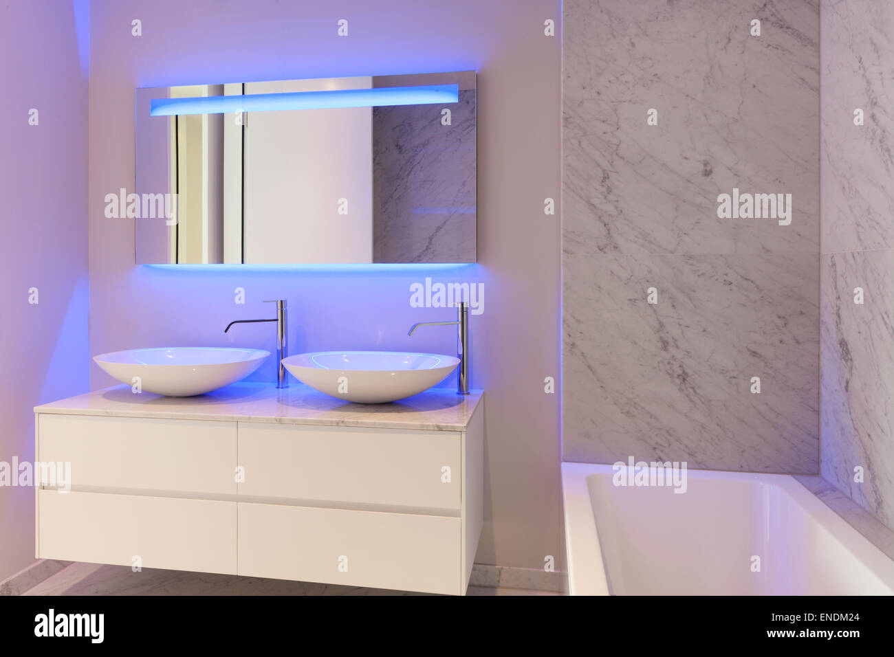 beautiful modern bathroom, marble wall Stock Photo - Alamy