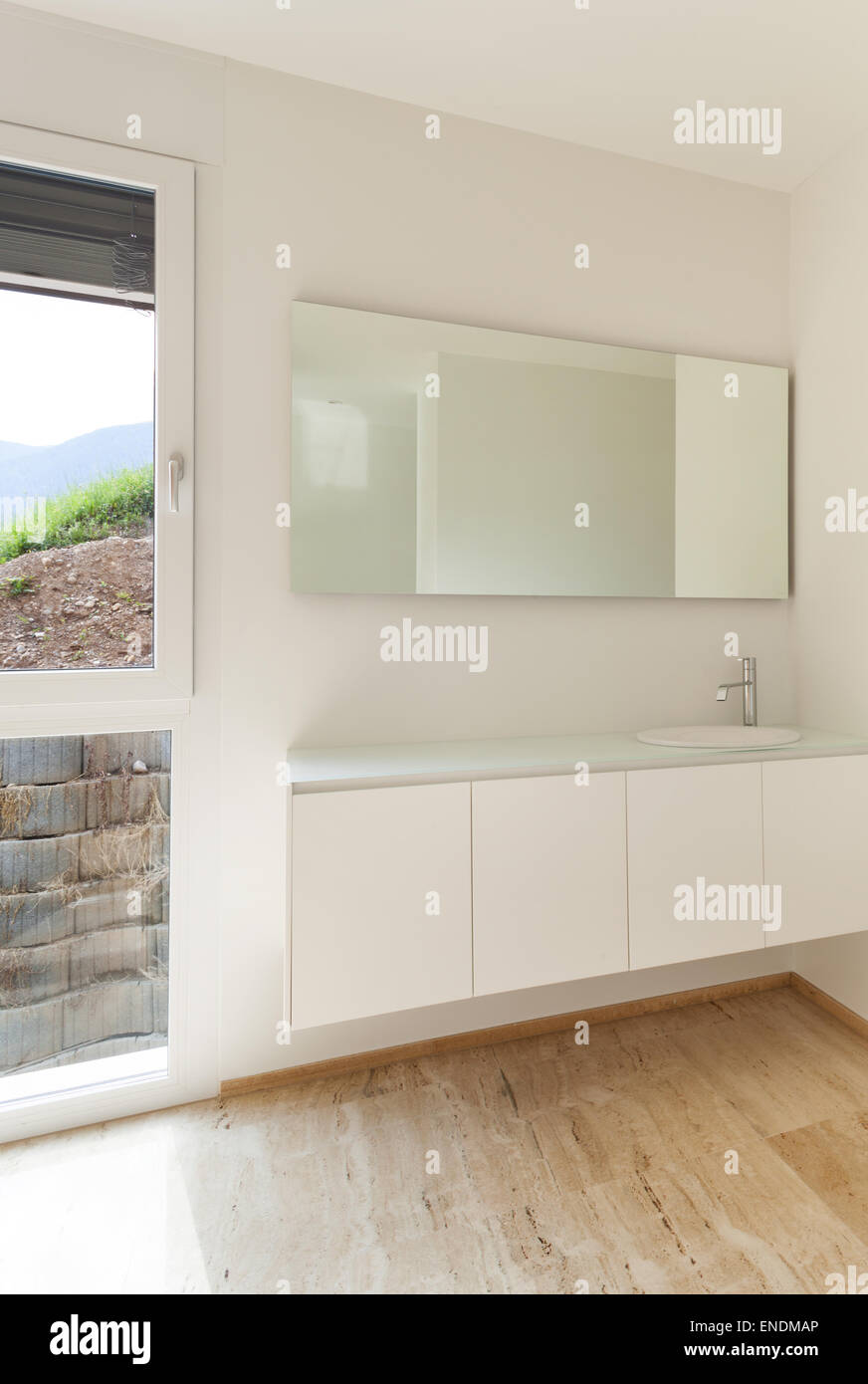 nice modern bathroom, marble floor Stock Photo Alamy