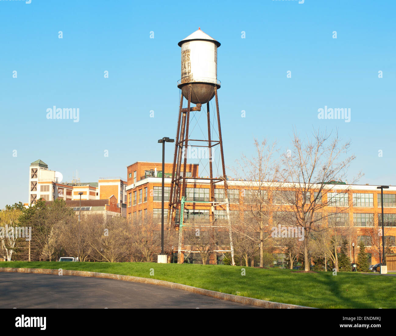 Franklin Square in Syracuse, New York in May, water tower Stock Photo