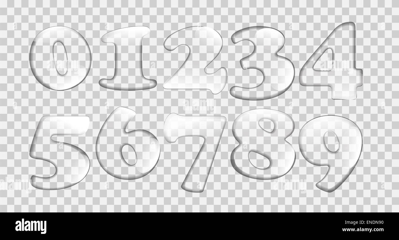 Realistic Water Drops Number Set On Transparent Background Vector ...