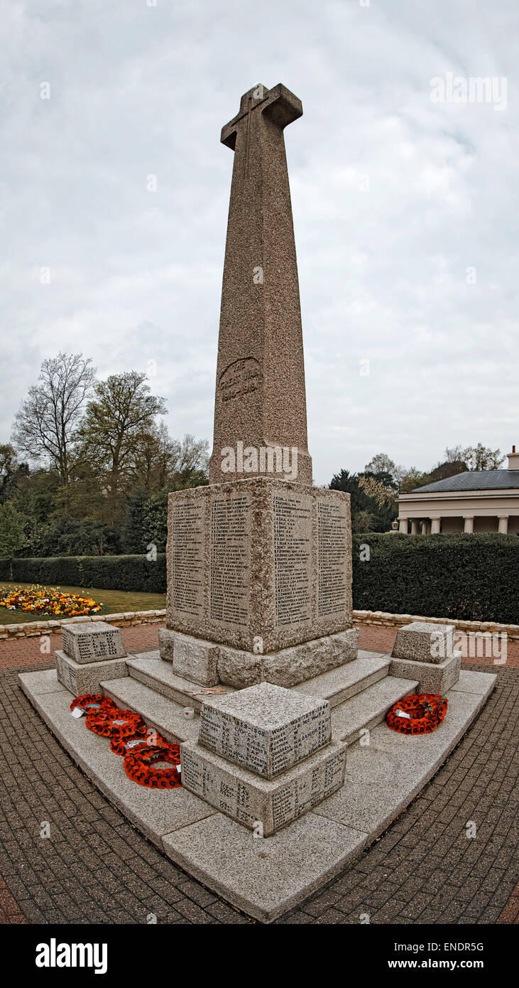 War memorial to the men of Camberley & surrounds located outside the A30 entrance to the Royal Military Academy Sandhurst RMAS Stock Photo