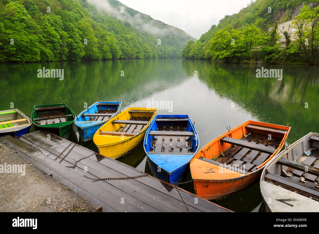 Boats at the lake Hamori near Lillafured in Hungary Stock Photo - Alamy