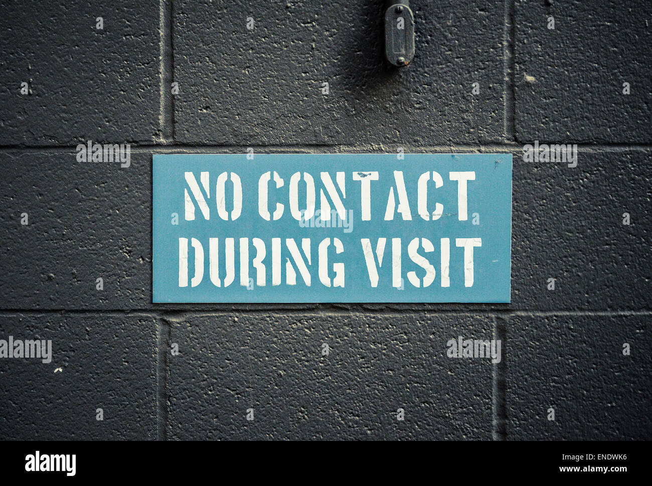No Contact During Visit Sign In A Prison Or Jail Stock Photo
