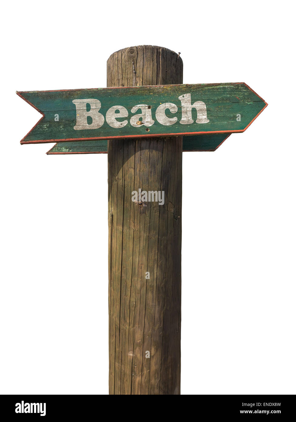 Isolated Wooden Sign Pointing To The Beach With White Background Stock ...