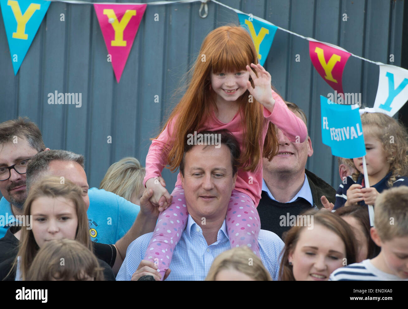Prime Minister David Cameron MP watches the Tour de Yorkshire in the