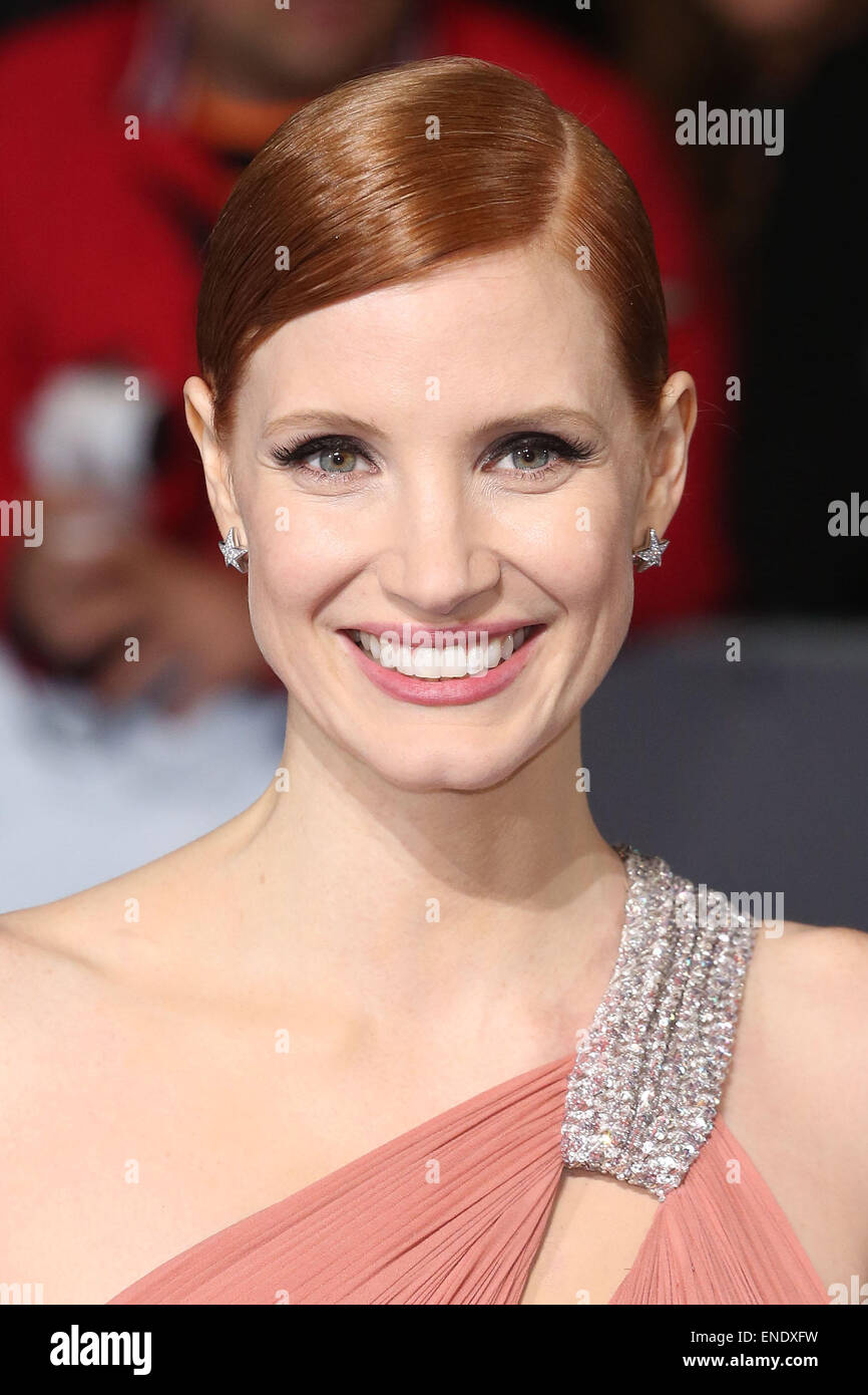 Interstellar UK film premiere held at the Odeon Leicester Square - Arrivals  Featuring: Jessica Chastain Where: London, United Kingdom When: 29 Oct 2014 Stock Photo