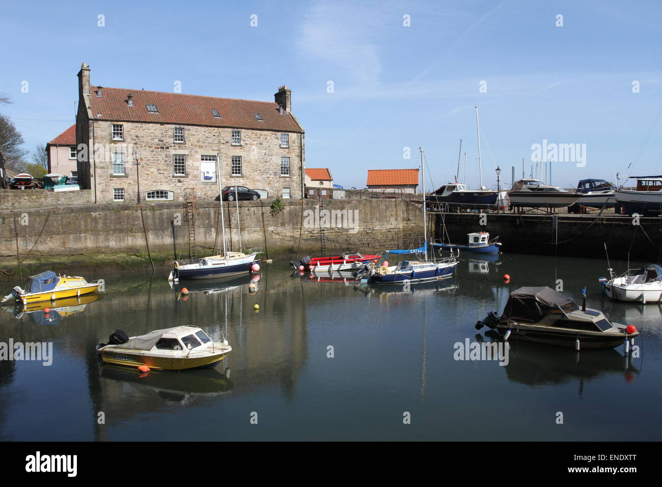 Harbourmaster's House and Dysart harbour Fife Scotland April 2015 Stock