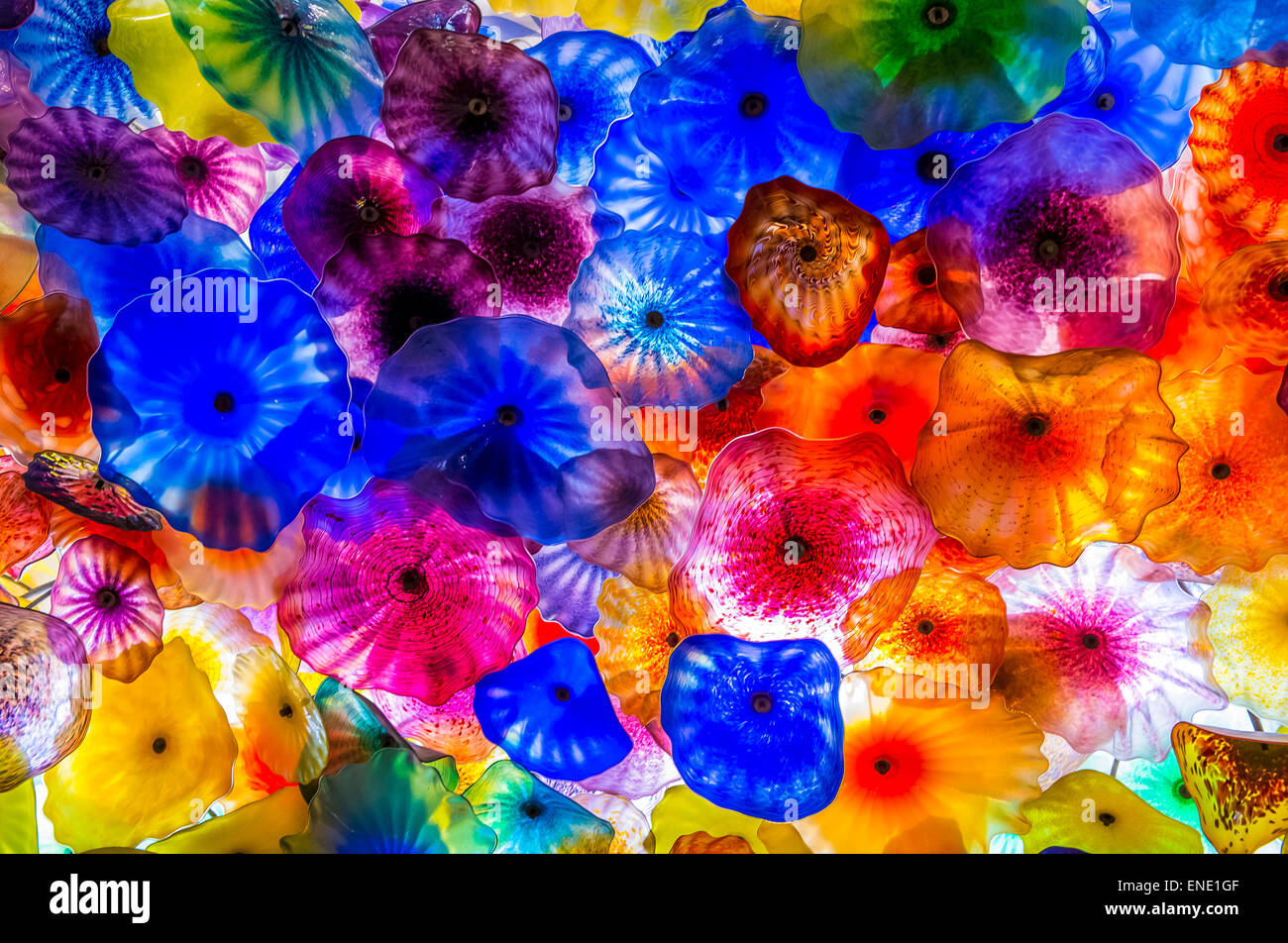 The Hand Blown Glass Flower Ceiling at the Bellagio Hotel in Las Vegas