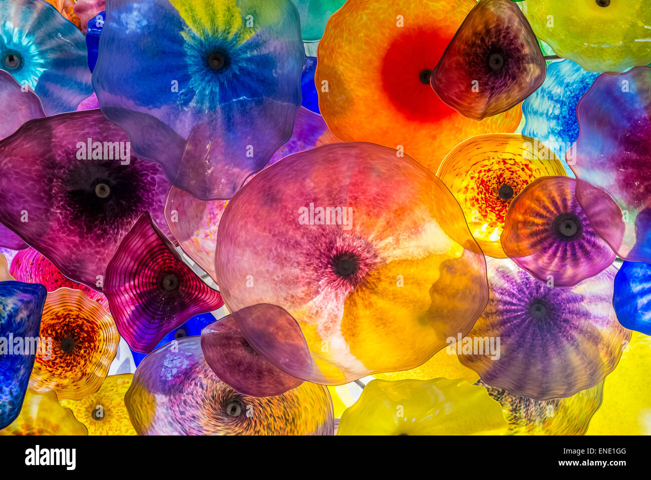 The Hand Blown Glass Flower Ceiling at the Bellagio Hotel in Las Vegas