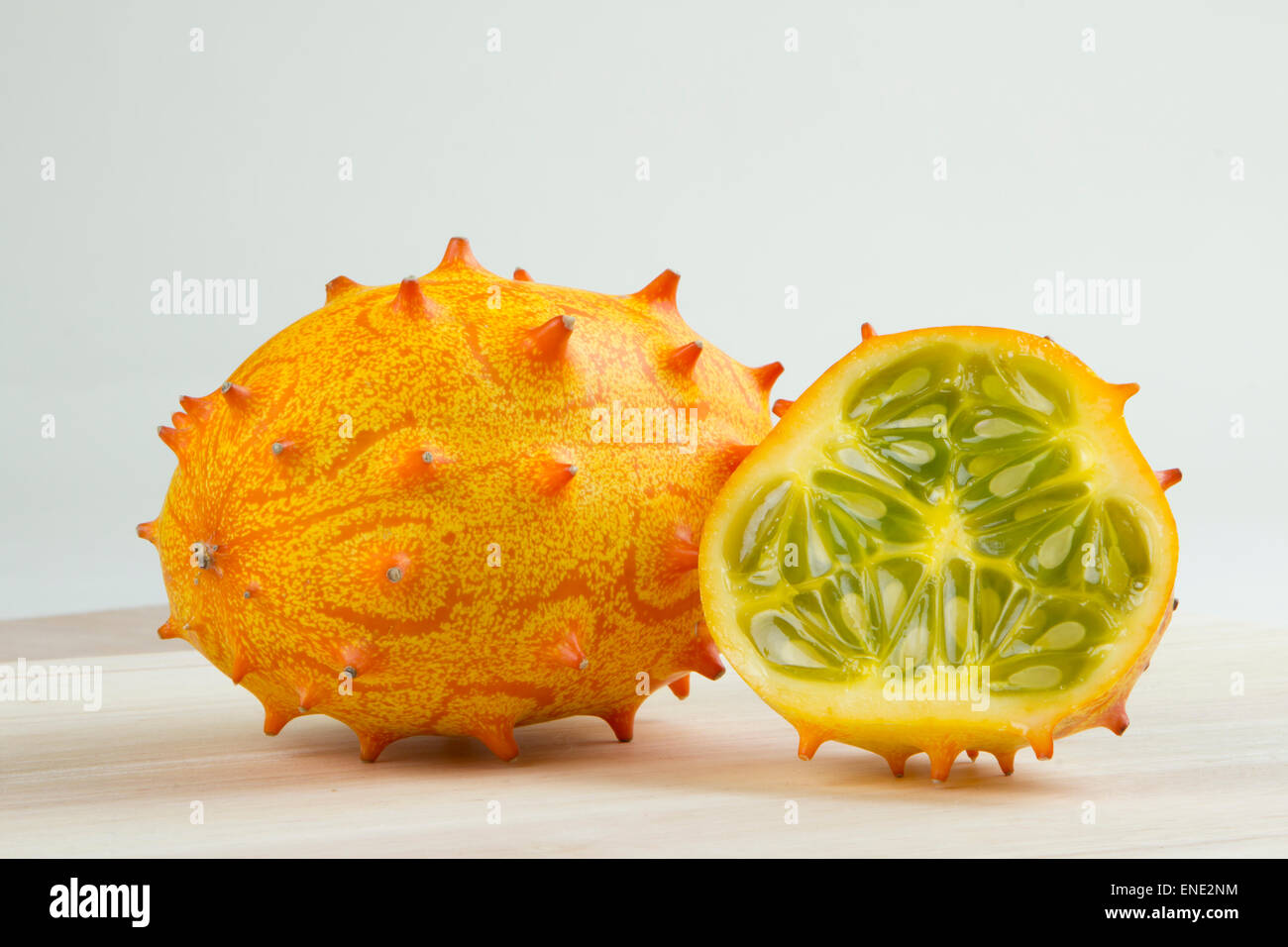 Horned melon with seeds Stock Photo Alamy