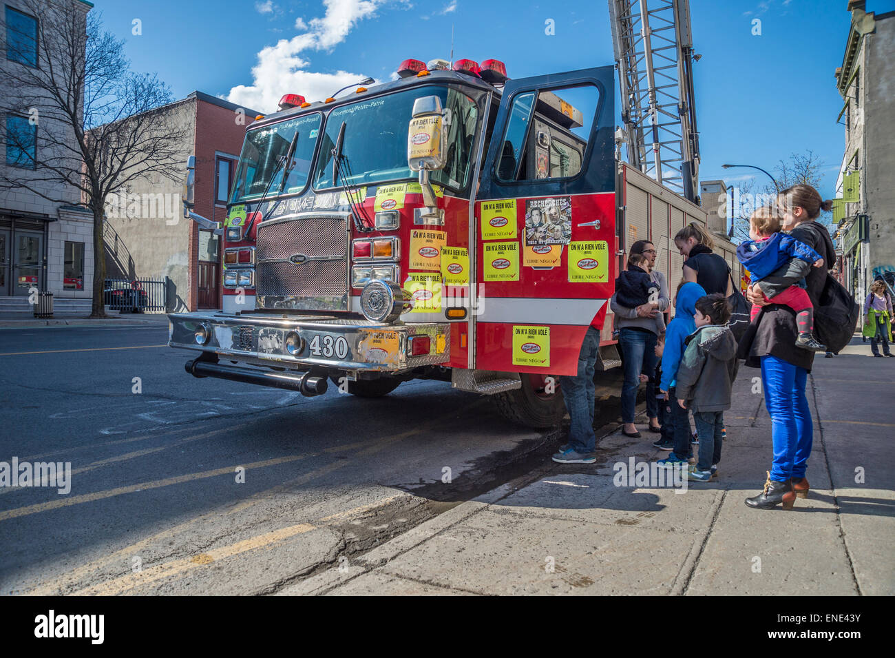 Montreal, May 2nd 2015. Fire department (SIM) Open house day at Plateau Mont-Royal fire station. Stock Photo