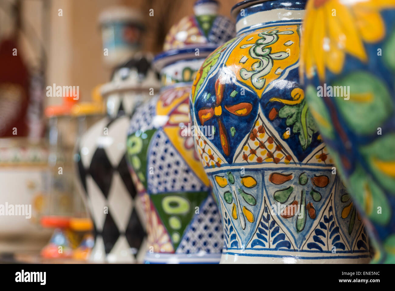 Urns and vases on display in Mexico pottery shop Stock Photo Alamy