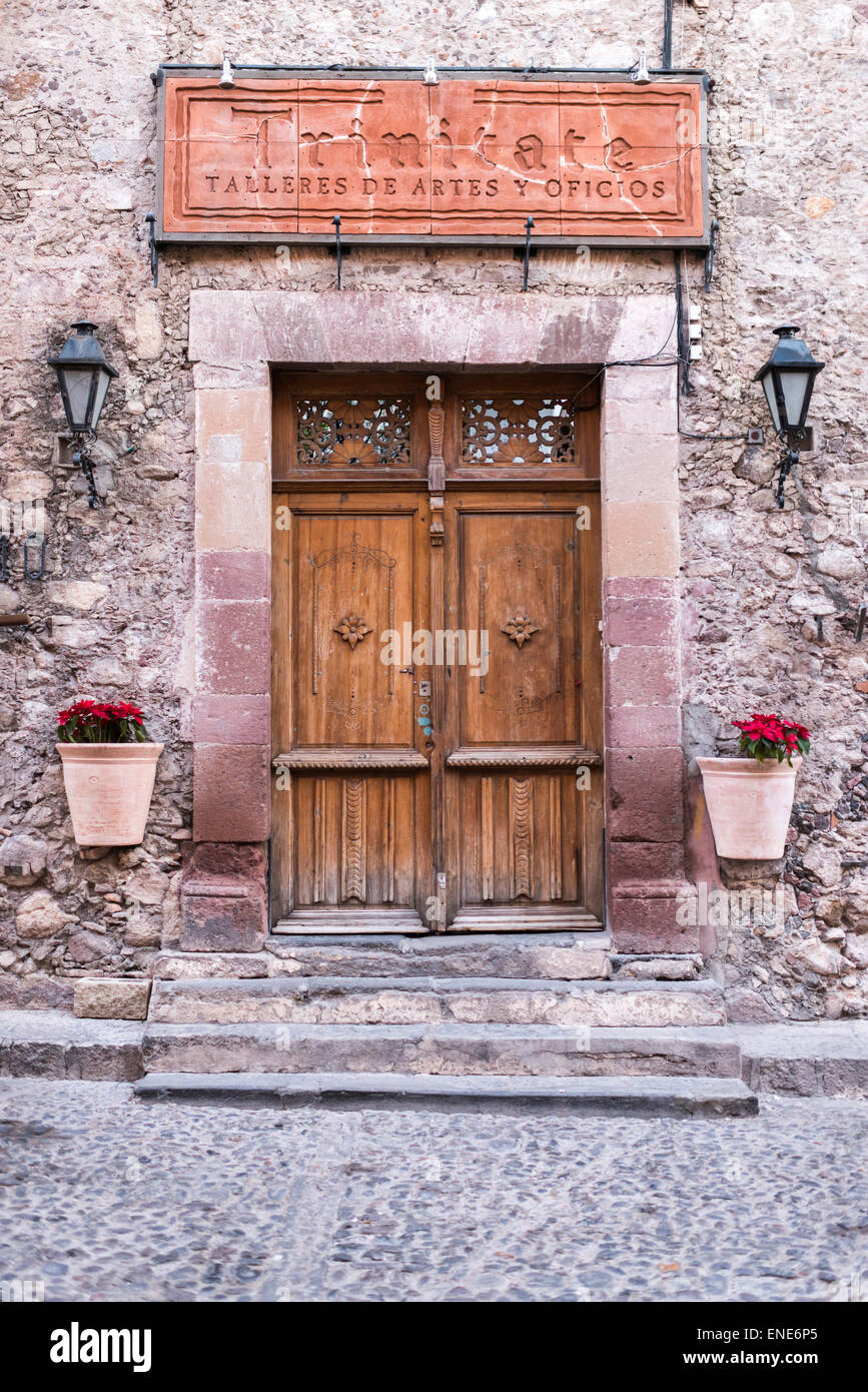 Door on street in San Miguel de Allende Mexico Stock Photo