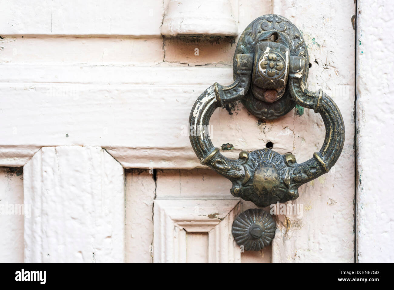 Brass knocker on door in San Miguel de Allende Mexico Stock Photo