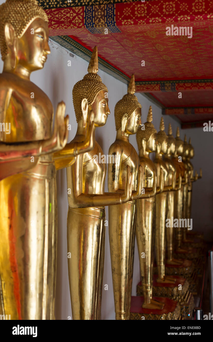 Golden Buddha statues at Wat Pho Buddhist temple, Bangkok, Thailand, Asia Stock Photo