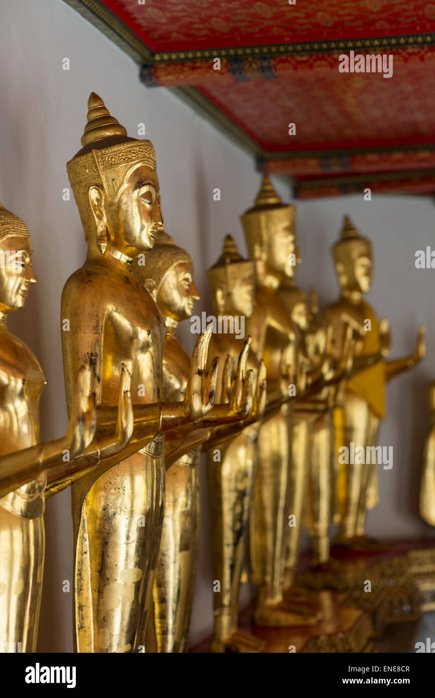 Golden Buddha statues at Wat Pho Buddhist temple, Bangkok, Thailand, Asia Stock Photo