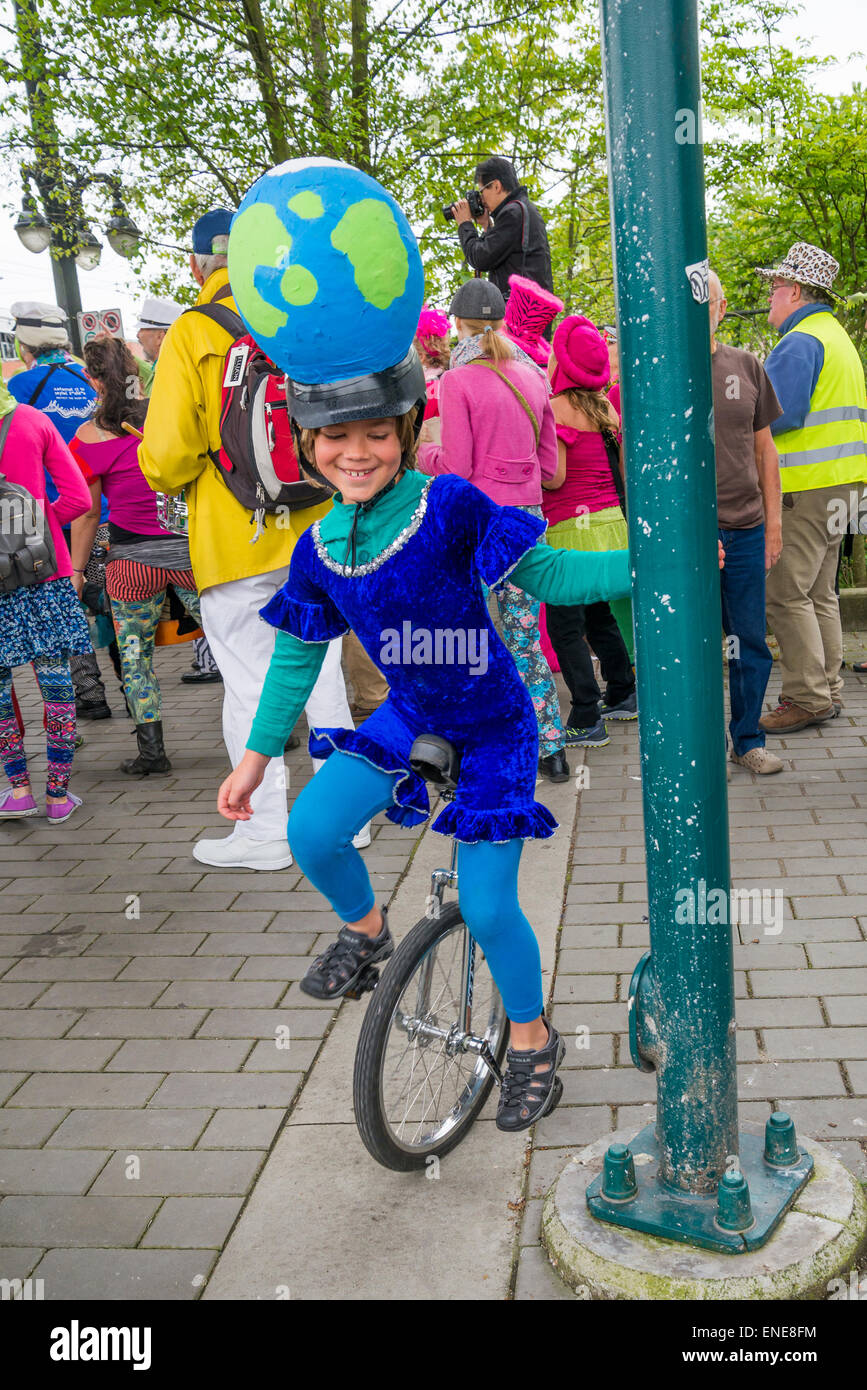 Unicycle boy, Earth Day Parade , Commercial Drive, Vancouver, B.C