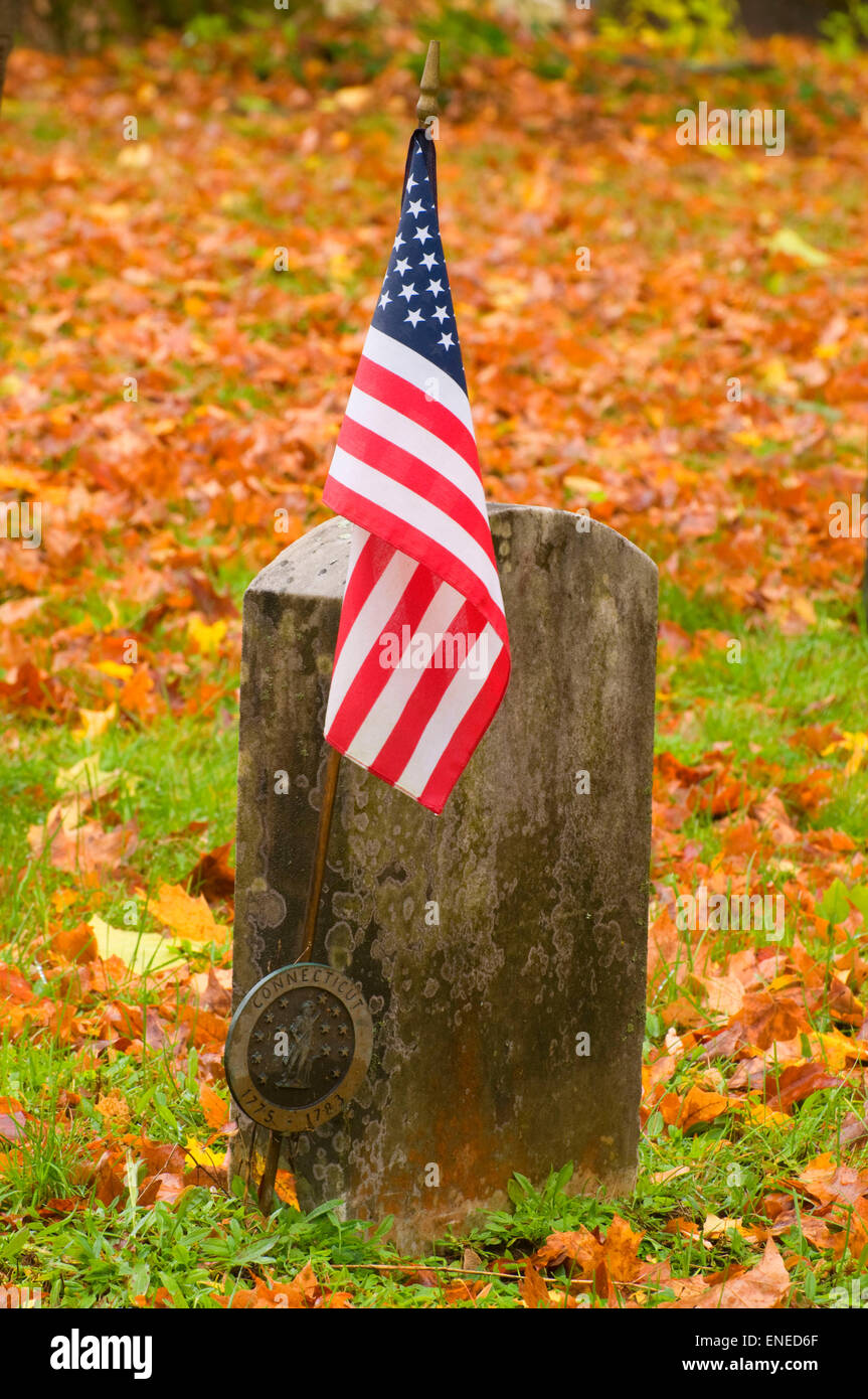 Revolutionary War grave, Memento Mori Burying Ground, Farmington, Connecticut Stock Photo